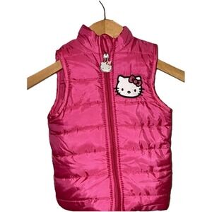 HELLO KITTY Zip Vest 24mo Toddler Pink Logo Patch And Zipper Charm